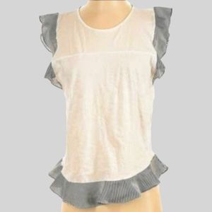 J CREW Ruffled Cap Sleeves White Tank Top Lightweight Sleeveless Cotton MEDIUM